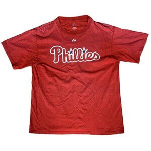 Vintage 2008 Philadelphia Phillies Majestic Brad Lidge T-Shirt Size Large